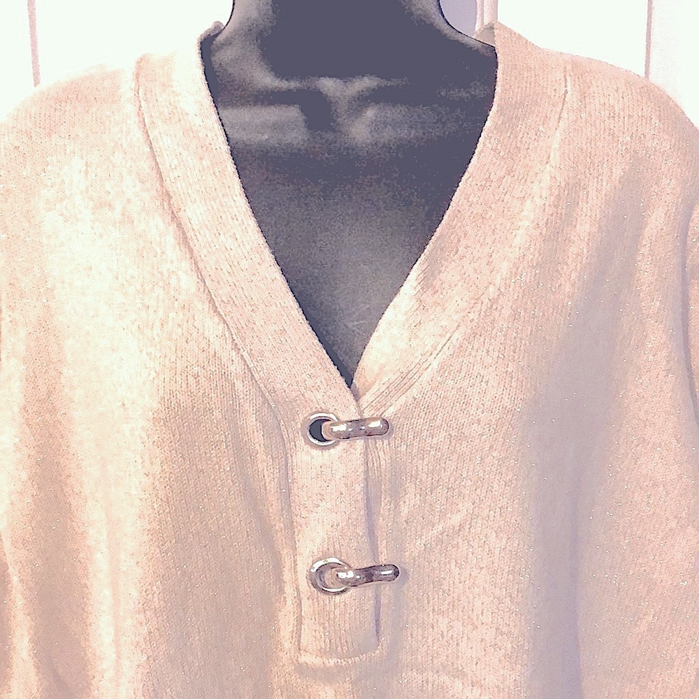 🔴 CLEARANCE🔖 NWT CHARTER CLUB CREAM 100% COTTON V-NECK TOGGLE HENLEY SWEATER 2X - Picture 7 of 10
